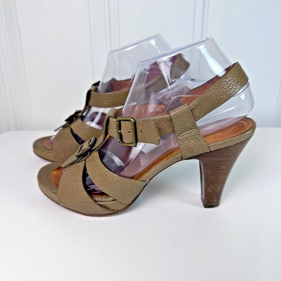 Chie Mihara Xeroco Brown Leather Sandals Heels Womens Size 7.5 US/38 EU - Picture 3 of 11